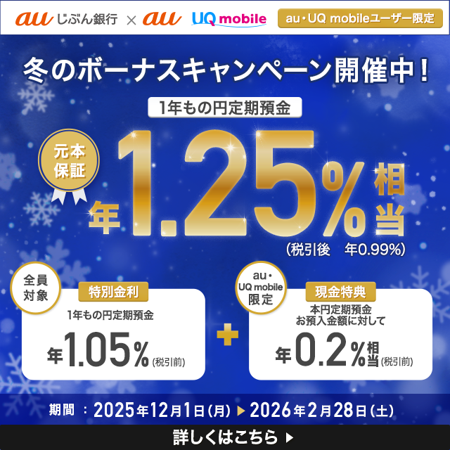 冬の1年もの特別金利キャンペーン